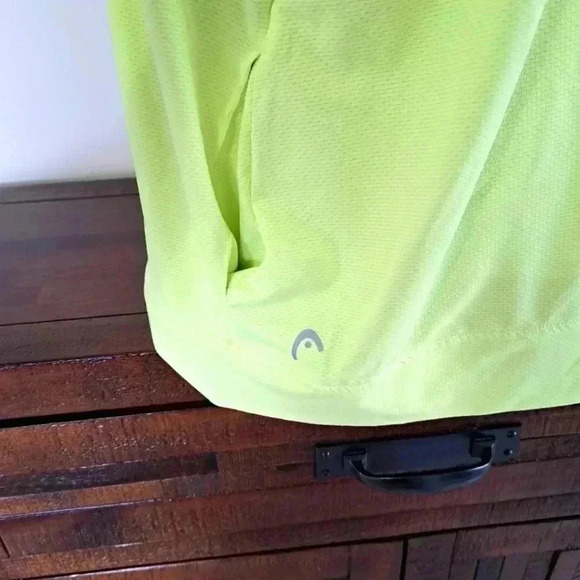 ❤️ Head Hoodie Cool Down Lightweight Large Bright Yellow Stretch Zip Active Top - Picture 9 of 15